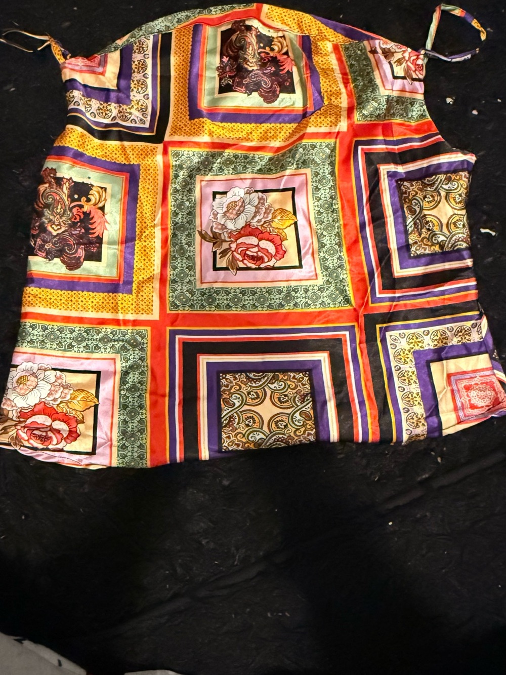Vibrant Multi-Color Satin Square Print Cami